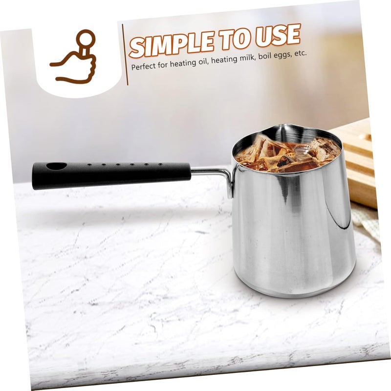 Deepened Stainless Steel Saucepan with Pour Spout Small Oil Pot with Ergonomic Handle Rapid Heat Conduction Milk and Sauce Heating Pan for Kitchen Cooking - Image 3