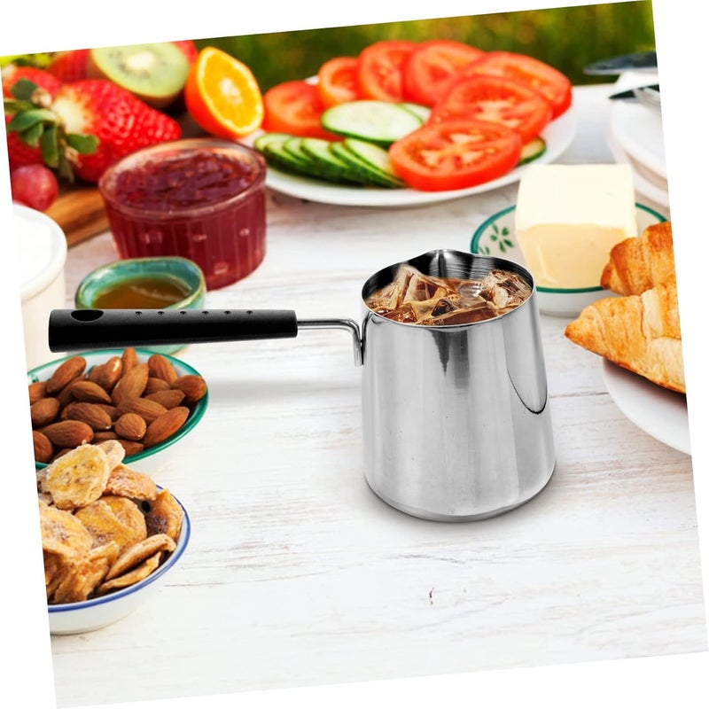 Deepened Stainless Steel Saucepan with Pour Spout Small Oil Pot with Ergonomic Handle Rapid Heat Conduction Milk and Sauce Heating Pan for Kitchen Cooking - Image 4