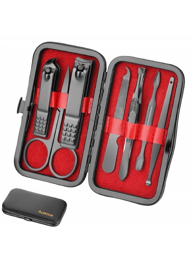 Aceoce Manicure Set Personal Care Nail Clipper Kit Manicure 8 In 1 Professional Pedicure Set Mens Accessories Personal Care Set Grooming Kit Fathers Gift for Men Husband Boyfriend Parent  - Image 1