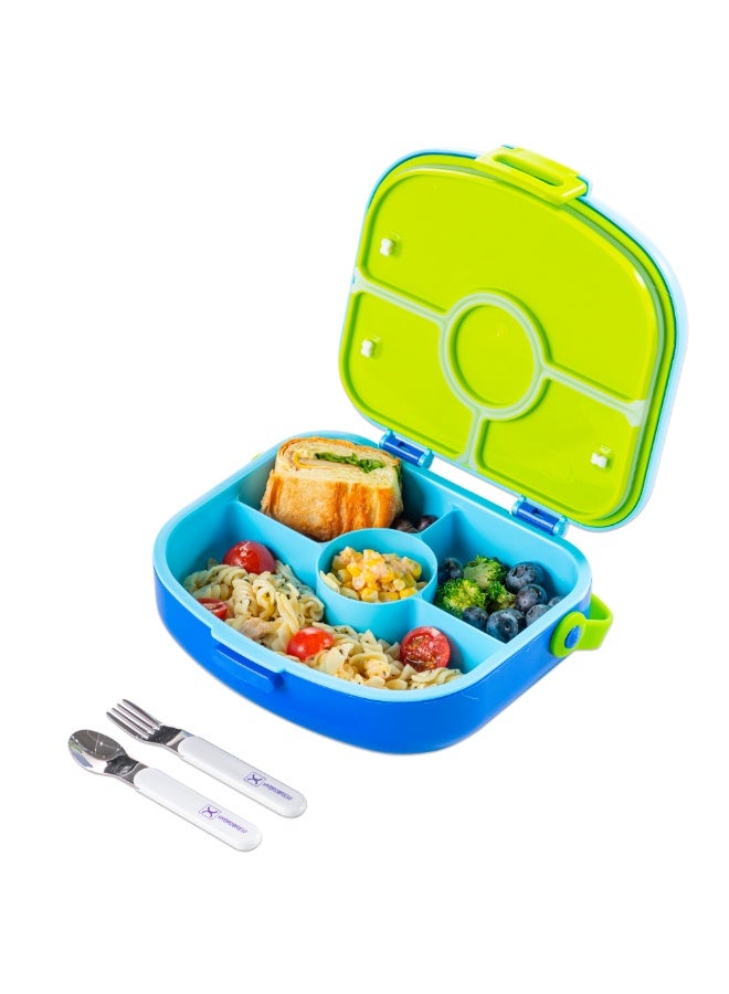 HYDROBREW 4 Compartment Bento Lunch Box w/ Steel Water Tumbler Bottle & Spoon & Fork Set - Cobalt - Image 4