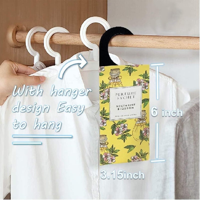Apricot Blossom Hanging Sachet Closet Deodorizer, 1 Pack/ 12 Pcs Scent Sachet Drawer Freshener Closet Air Freshener Scented Deodorizer Freshener for Home/Car Long Lasting Scented Sachets Smell Goods - Image 4