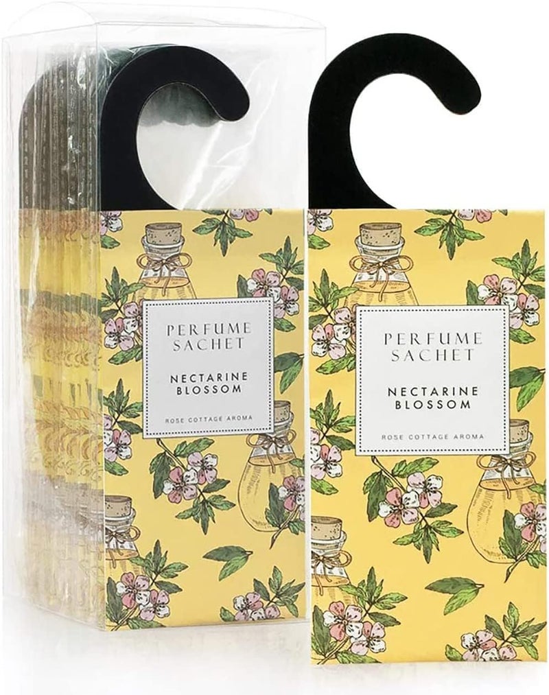 Apricot Blossom Hanging Sachet Closet Deodorizer, 1 Pack/ 12 Pcs Scent Sachet Drawer Freshener Closet Air Freshener Scented Deodorizer Freshener for Home/Car Long Lasting Scented Sachets Smell Goods - Image 1