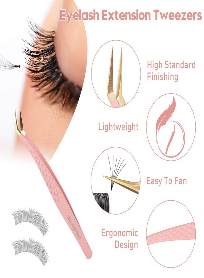 Ms.Queen Volume Tweezers for Eyelash Extensions, Fiber Tip Grip Lash Tweezers for Volume Lashes - Image 3