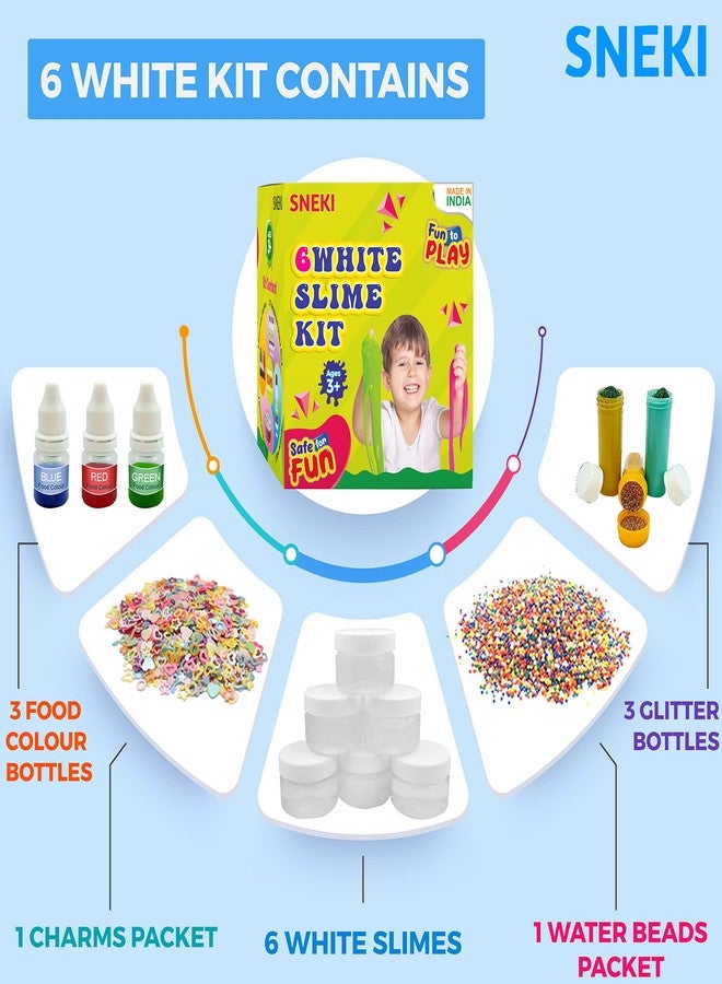 SNEKI (6 Clear Slime kit) DIY Transparent Scented Slimy Slime Gel Jelly Set Kit Air Dry Magical Crystal Clay Putty Toy Kit for Girls Boys Kids Slime with Glitter| Charms | Stars | Colored Balls Set - Image 2