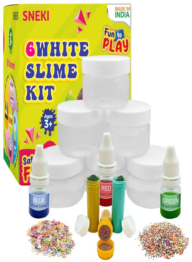 SNEKI (6 Clear Slime kit) DIY Transparent Scented Slimy Slime Gel Jelly Set Kit Air Dry Magical Crystal Clay Putty Toy Kit for Girls Boys Kids Slime with Glitter| Charms | Stars | Colored Balls Set - Image 1