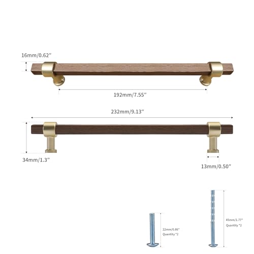 Evionlin 10 Pack 712 Inch Hole Center Walnut Wooden Drawer Pulls Beech Drawer Handles Wood Hardware for Cabinets Dressers Wood and Drawers - Image 3