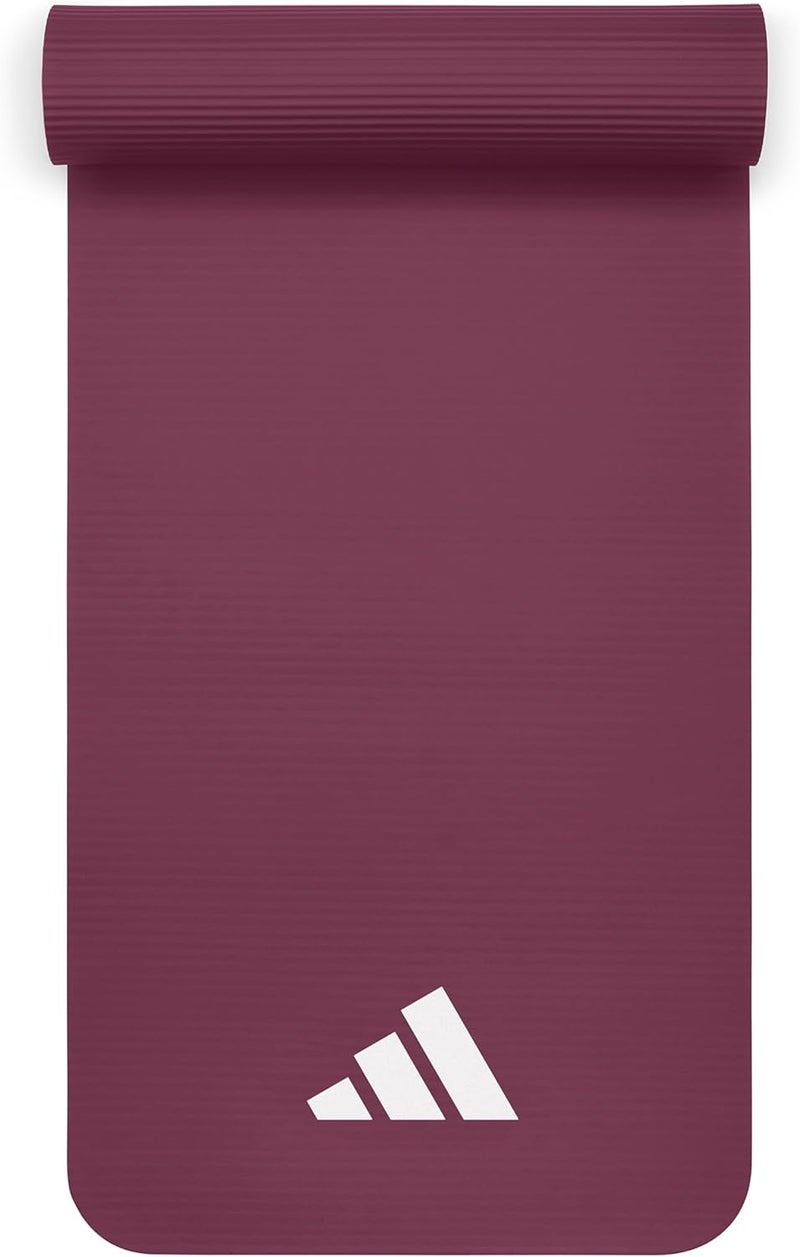 اديداس سجادة للياقة البدنية أديداس 10 مم – كستنائي، مبطنة ومقاومة للانزلاق لليوغا والبيلاتس والتمارين الرياضية - Image 1