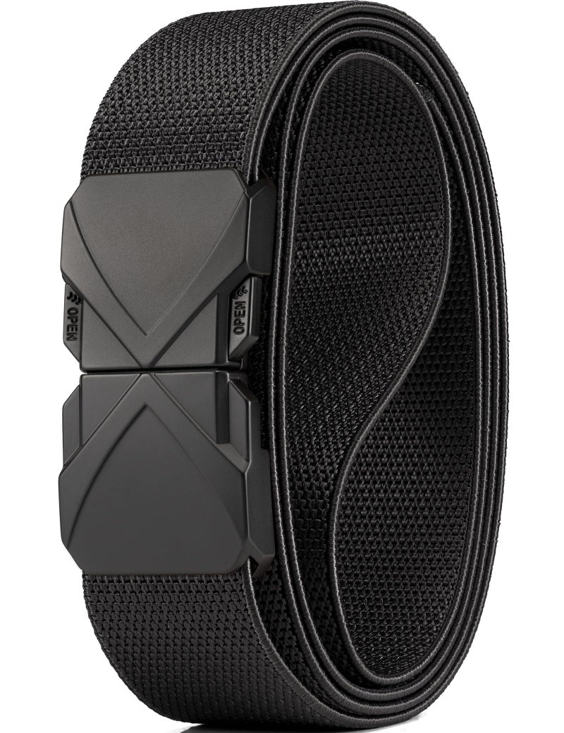 GEIT Stretch Nylon Belt with Quick Release Metal Buckle, 1 3/8" Golf Hiking Tactical Invisible Elastic Web Belt - Image 1