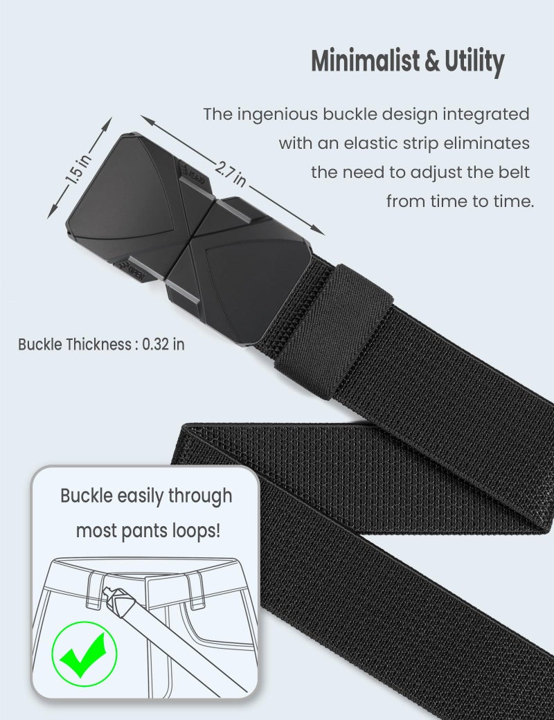 GEIT Stretch Nylon Belt with Quick Release Metal Buckle, 1 3/8" Golf Hiking Tactical Invisible Elastic Web Belt - Image 3
