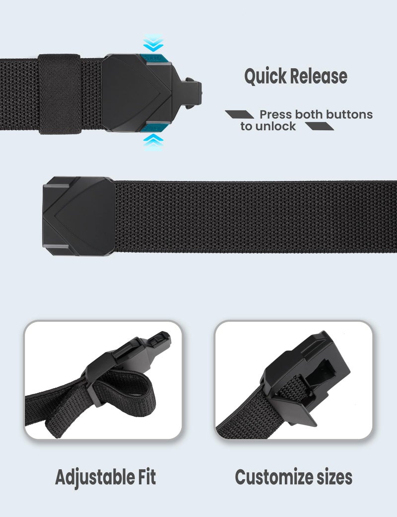 GEIT Stretch Nylon Belt with Quick Release Metal Buckle, 1 3/8" Golf Hiking Tactical Invisible Elastic Web Belt - Image 2