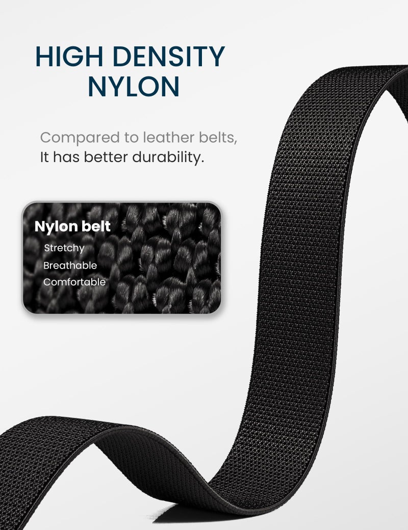 GEIT Stretch Nylon Belt with Quick Release Metal Buckle, 1 3/8" Golf Hiking Tactical Invisible Elastic Web Belt - Image 4