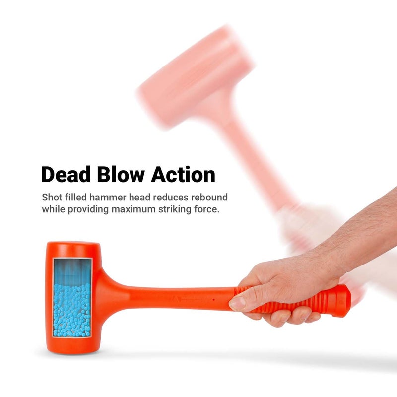 Capri Tools 10098 C098 Dead Blow Hammer Orange Pu, 3 lb - Image 2