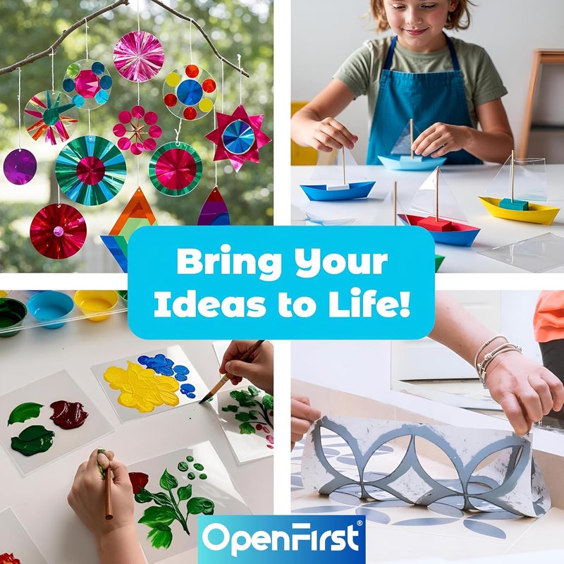 OPENFIRST أوراق OHP بحجم A3 شفافة لامعة 200 ميكرون، عبوة من 5 أوراق للرسم والفنون والحرف اليدوية وغيرها - Image 2