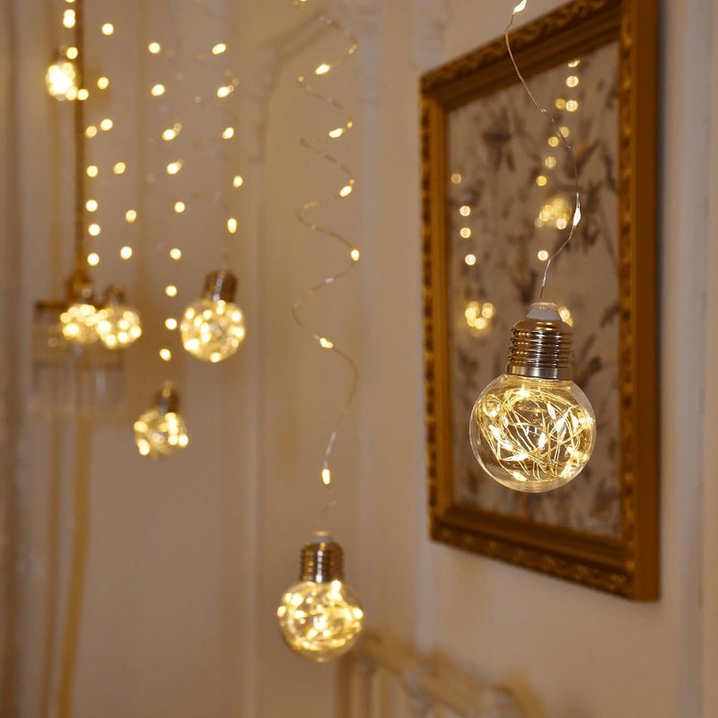YOLIGHT أضواء ستارة الكرة المتمنية 200 LED مع جهاز تحكم عن بعد، أضواء خرافية تعمل بالبطارية USB لتزيين حفلات الزفاف وغرف النوم وزينة عيد الميلاد (أبيض دافئ) - Image 5