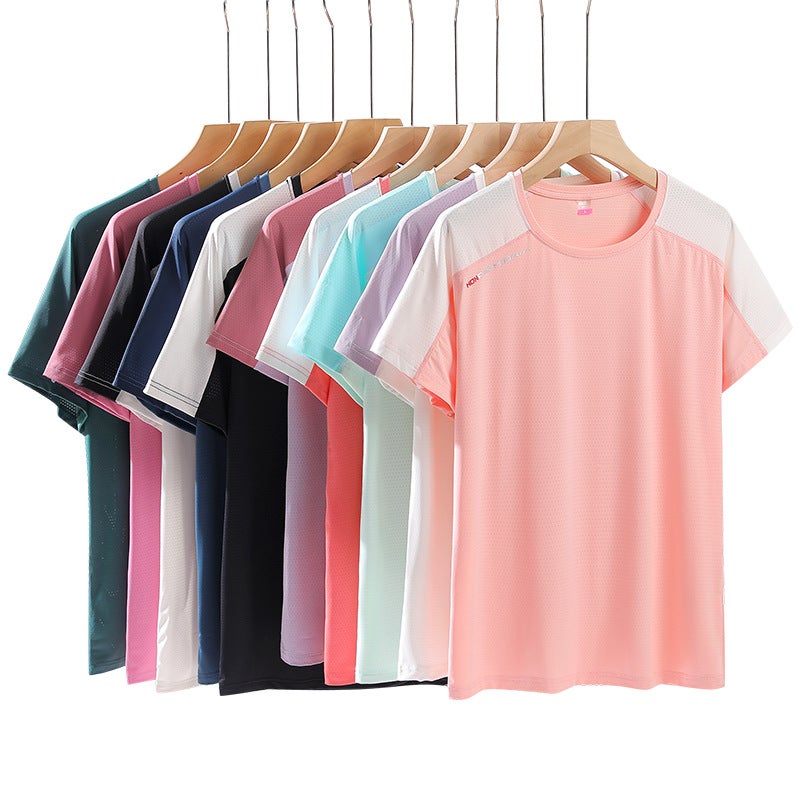 New summer couple Ice Silk quick-drying T-shirt plus size round neck casual T-shirt young and middle-aged couple short-sleeved T-shirt - Image 4