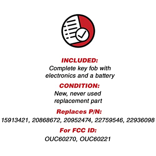 KeylessOption Remote Key Fob for GM (15913421, 20868672, OUC60270) - Image 3