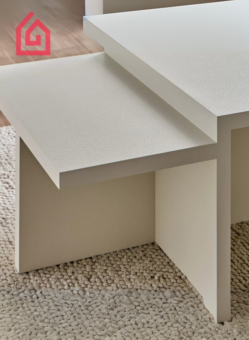 Karnak White Intersect Modern Coffee Table – Designer Square Double-Layer Center Table with Cross Base | Minimalist Luxury Living Room Furniture UAE - Image 5