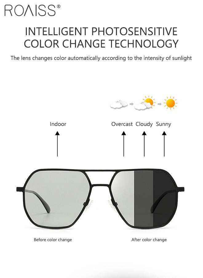 roaiss Polarized Fashion Sunglasses for Men, UV400 Protective Driving Glasses, Smart Photochromic Lenses with Aluminum-magnesium Frames, Suitable for Men's Driving, Fishing, Golfing, Traveling - Image 3