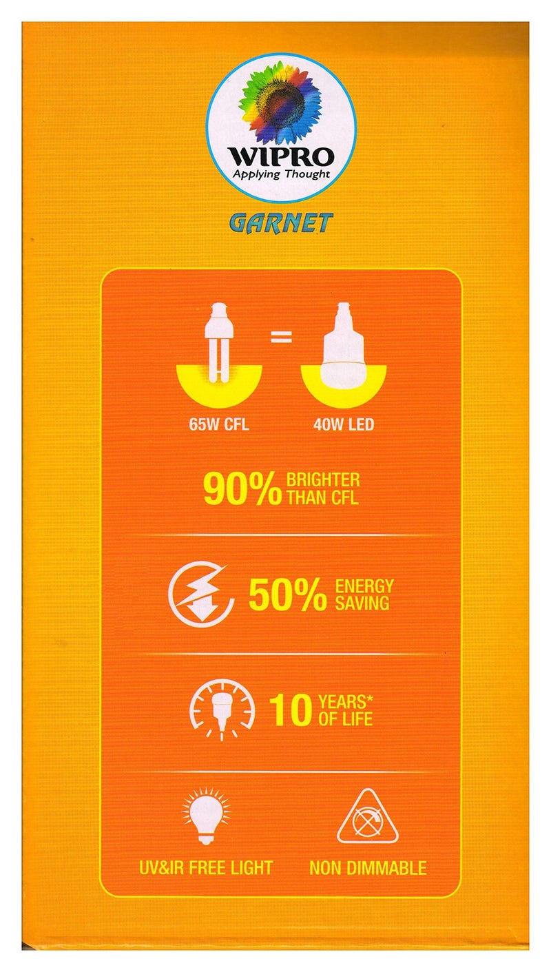 wipro Garnet 40W LED Bulb for Home & Office |Cool Day White (6500K) | B22 Base|220 Degree Light Coverage |4Kv Surge Protection |400V High Voltage Protection |Energy Efficient | Pack of 2 - Image 5