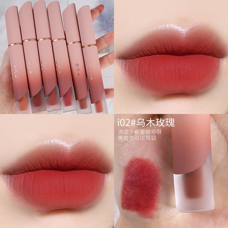 Pcu Cream Matte Lip Glaze Velvet Matte Lip Mud Whitening Non-Drying Lip And Cheek Dual-Use Blush Internet Celebrity Live Broadcast - Image 1