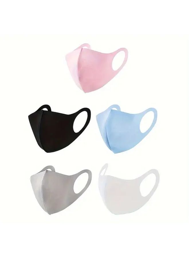 5 Pack Reusable Face Masks Washable Breathable Polyester For Men And Women - Image 3