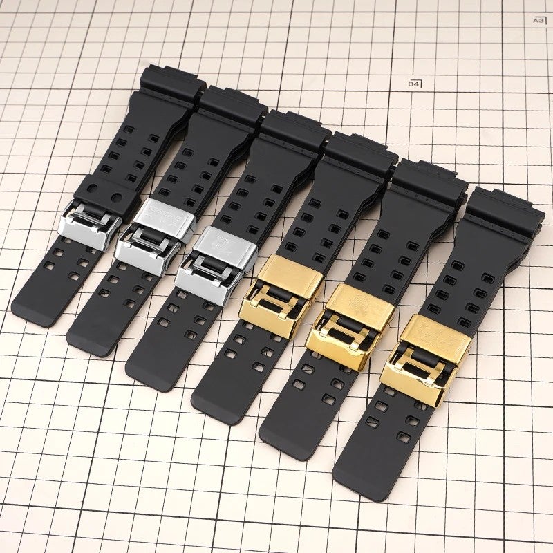 Bluejw PU Watch Band Strap Replacement for Casio GA-100/400/GD120 Series with Steel Ring - Image 2