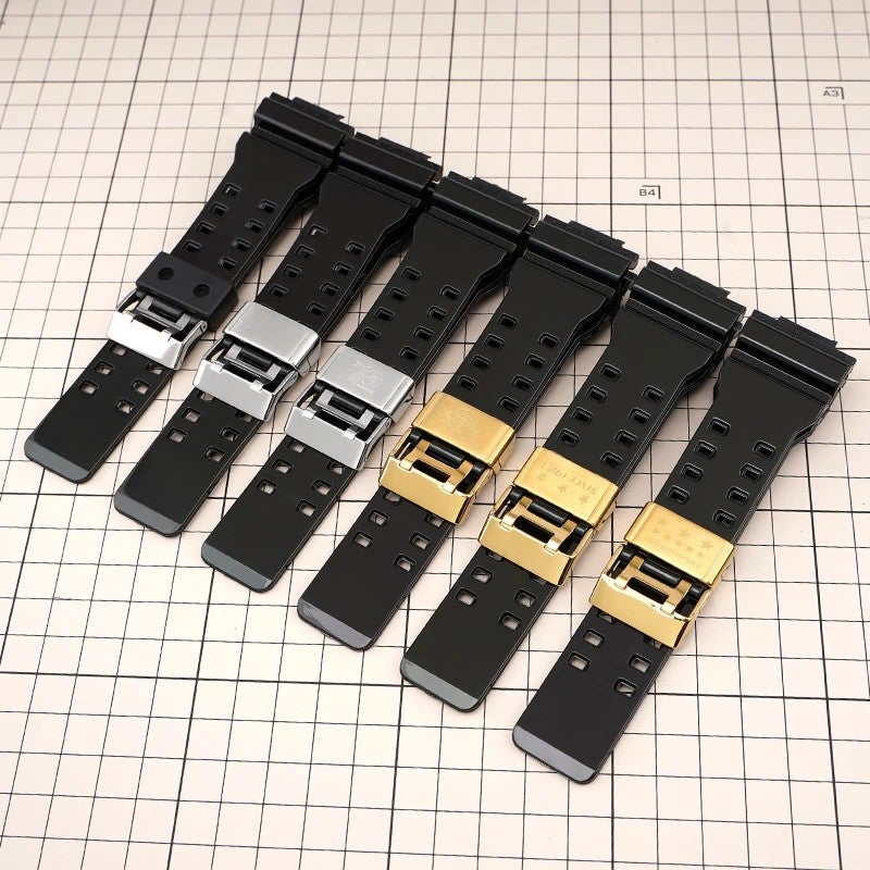 Bluejw PU Watch Band Strap Replacement for Casio GA-100/400/GD120 Series with Steel Ring - Image 3