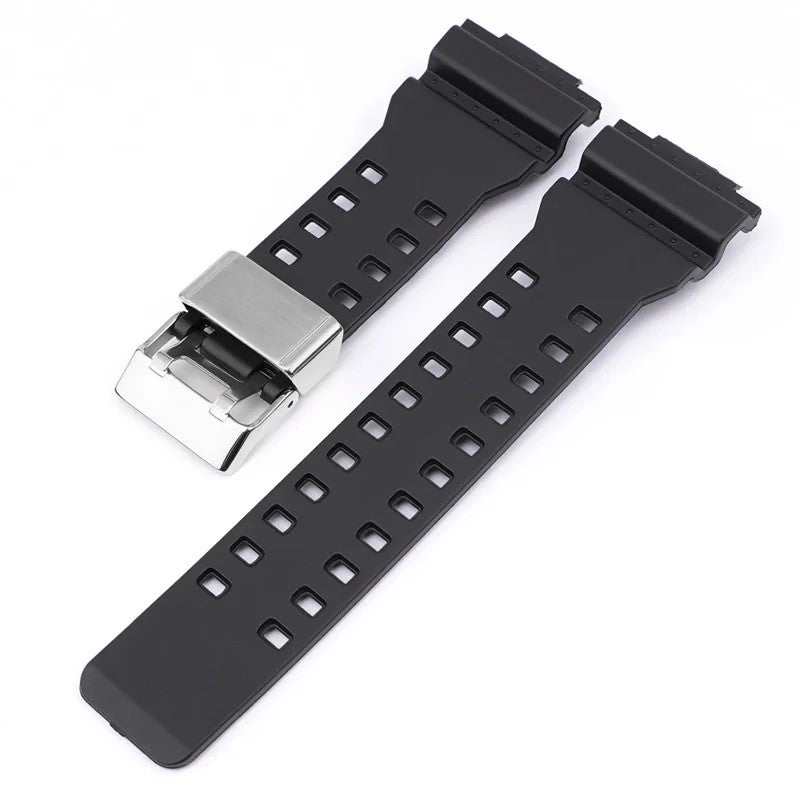 Bluejw PU Watch Band Strap Replacement for Casio GA-100/400/GD120 Series with Steel Ring - Image 1