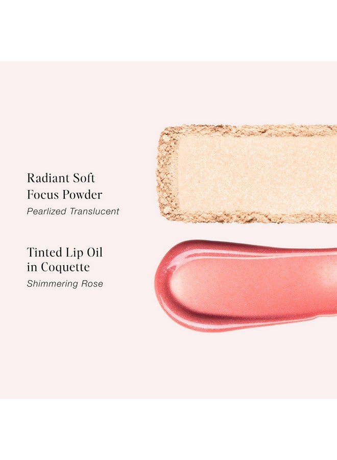 جوير مجموعة الوجه والشفاه Radiant Rose، بودرة تثبيت شفافة وزيت شفاه لامع - بودرة إخفاء العيوب - زيت شفاه مرطب - مجموعة مكياج الوجه - Image 5