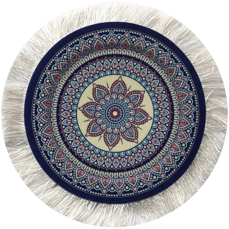 Inusitus Carpet Coasters, Set of 4 Turkish Rug Style Table Drink mats, Absorbent Kitchen and Dining Accessories, Spill & drip Protection, Round - Image 2