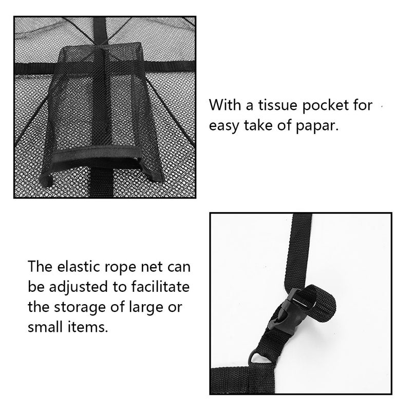 Car Ceiling Storage Bag Double-Layer Adjustable Cargo Net Sundries Organizer Interior Roof Mesh Pocket Tissue Pouch with Zipper Buckle - Image 3