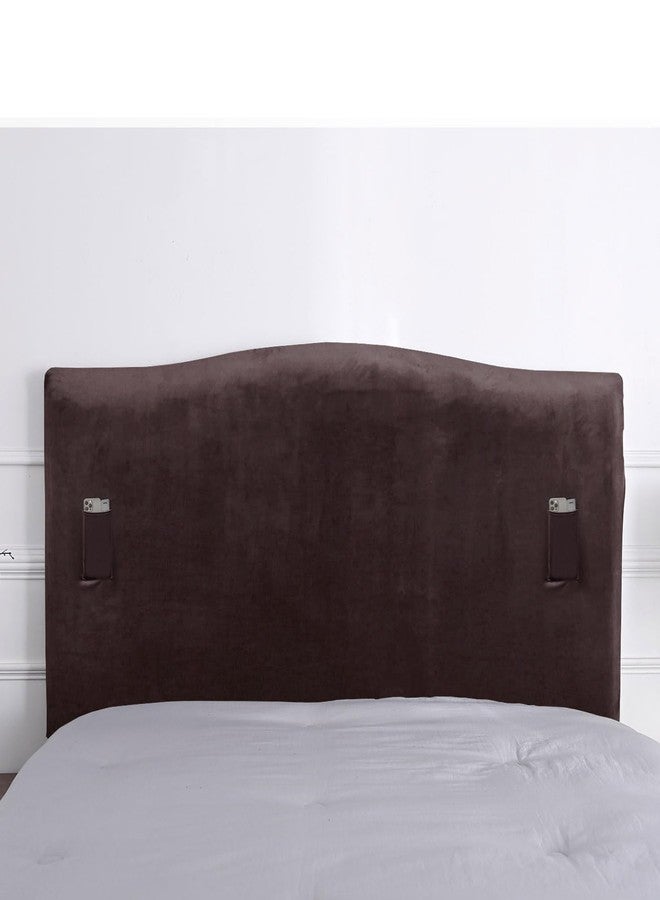 WOMACO غطاء رأس سرير من WOMACO لسرير كوين، غطاء رأس مخملي مطاطي مع جيوب للتحكم عن بعد، غطاء رأس سرير مقاوم للغبار للوح رأس سرير منجد (الطول (51 بوصة - 70 بوصة)، لون قهوة) - Image 1