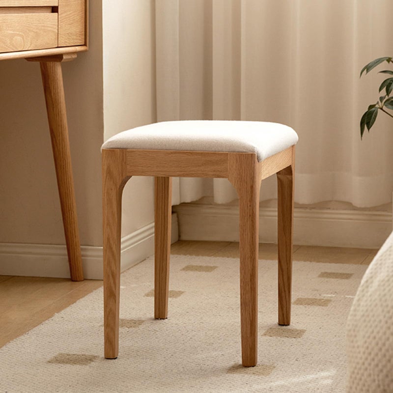 Wayshome Solid Wood Small Vanity Stool Chair, High-Rebound Sponge Seat, Easy Assembly Makeup Chair, Footstool for Bedroom, Dining Room, Entryway, Natural Oak - Image 2