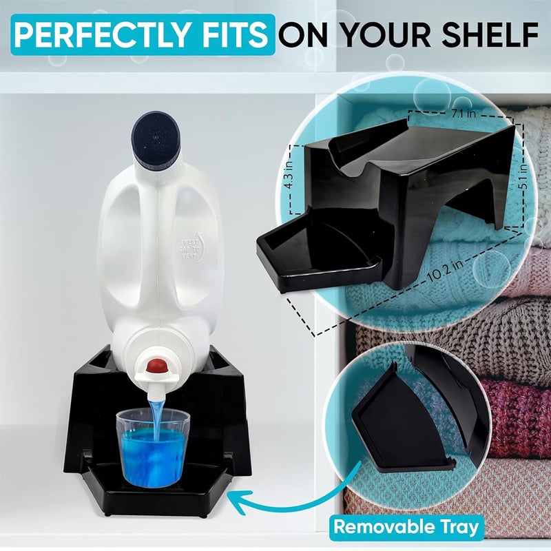 Skywin TidyFriend 2 Pack Laundry Detergent Dispenser with Tray, Laundry Soap Dispenser with Non-Slip Rubber Feet for Washing Room Organization, Easy Pour (Black) - Image 2
