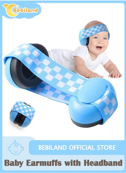 Baby Earmuffs with Adjustable Elastic Headband, Noise Reduction Soundproofing Ear Protector for 2 to 24 Months Newborn Todder, Blue