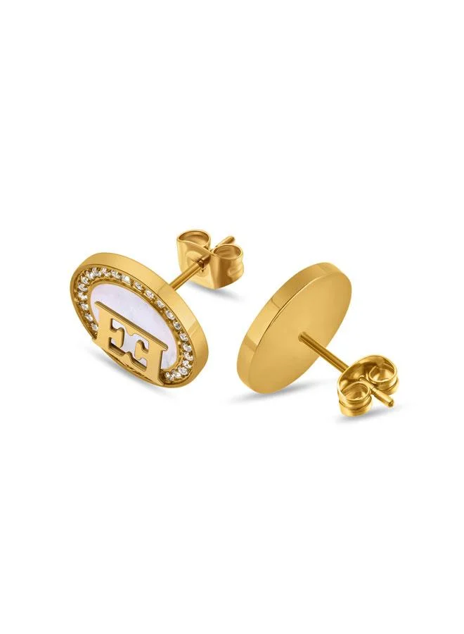 Escada Gold/White Mother-of-pearl Hannah Gold Plated 316L Stainless Steel Stud Earrings for Women for Women | Best Price UAE