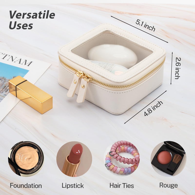 Aveniee Clear Makeup Bag Small, Mini Travel Toiletry Bag Cosmetic Bags Organizer, TSA Approved Clear Makeup Case Pouch with Zipper, Car Essentials for Women Men(Mini-White) - Image 3