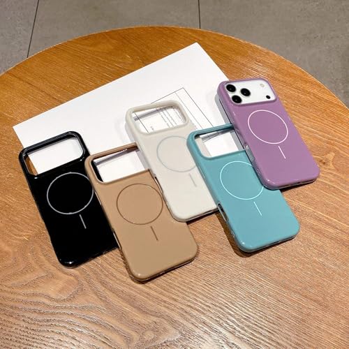 Elzzi New Lychee Texture Magnetic Phone Case for iPhone 17 Pro Case, [Compatible with Mag-Safe] Anti Yellow Velvet Lined Premium PC+TPU Back Cover (Navy Blue) - Image 5