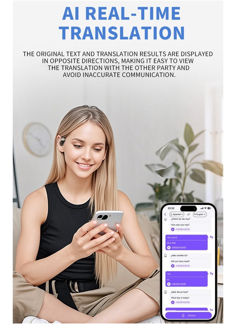 Generic - Intelligent Real-Time Translation Wireless Bluetooth Earbuds, HIFI Sound Quality, Ultra-Long Battery Life, Bluetooth 5.4, 150+ Languages Supported, 5-7 Hours Playtime, 60+ Days Standby, Comfortable Silicone Design, UVC Sterilization with 99.9% Effectiveness - Image 1