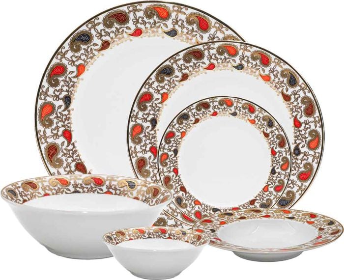 alsaifhome Dinnerware set - 77 pieces of high-quality porcelain with colorful oriental decorations