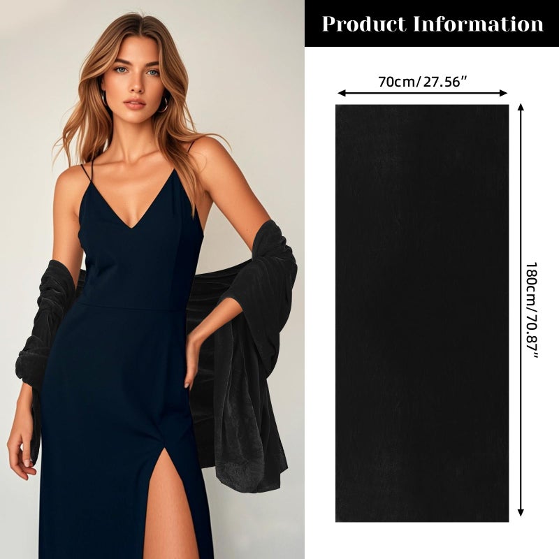 E-Clover Black Velvet Women Scarfs Shawls and Wraps for Evening Dresses Wedding Shawl Wraps for Dress Accessories Winter - Image 2