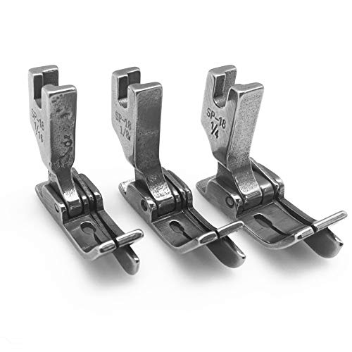 YEQIN 3Sizes(6pcs) Industrial Sewing Machine Hinged Presser Foot #SP-18 with Right & Left Guide (1/16''+1/8''+1/4'') for JUKI DDL-127, DDL-227, DDL-500, DDL-552, CONSEW 210,218,219 - Image 3