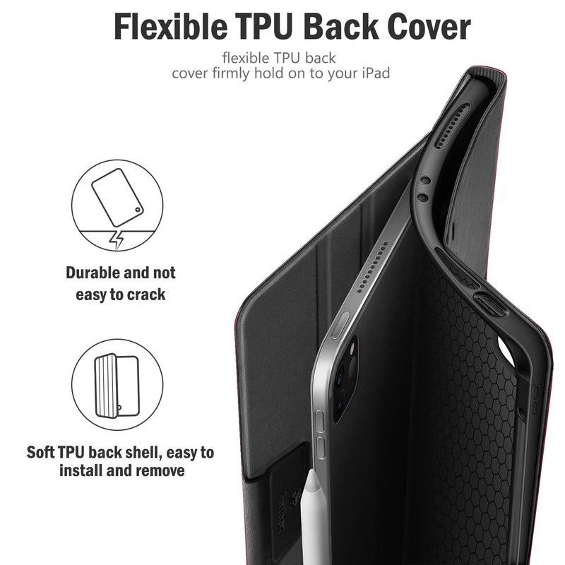 Antbox Case for iPad Pro 12.9'' 6th Generation (2022) 5th/4th/3rd Generation (2021/2020/2018), Built-in Pencil Holder Auto Sleep/Wake Function PU Leather Smart Cover (Black) - Image 5