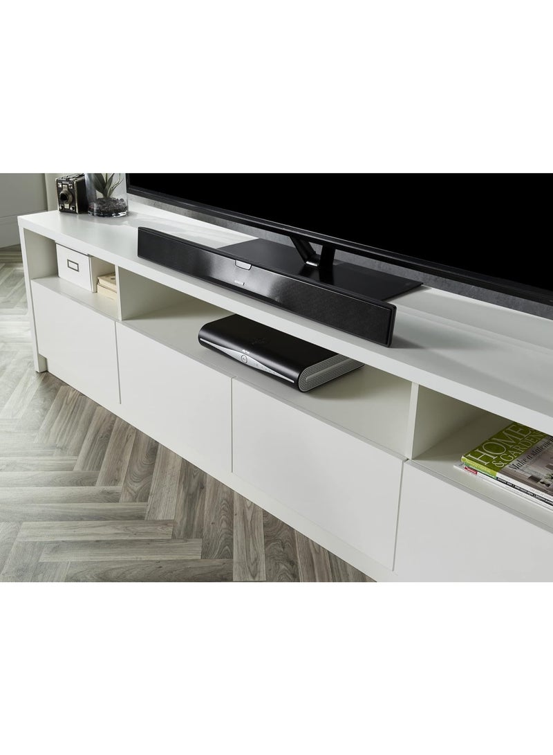MMT Furniture LED TV Stand Cabinet Unit with Blue LED Lights -TV Console & Entertainment Unit with Storage - Gloss Finish - Modern TV Shelf Desk for up to 85 inches LED LCD Plasma Flat Screens(White) - Image 3