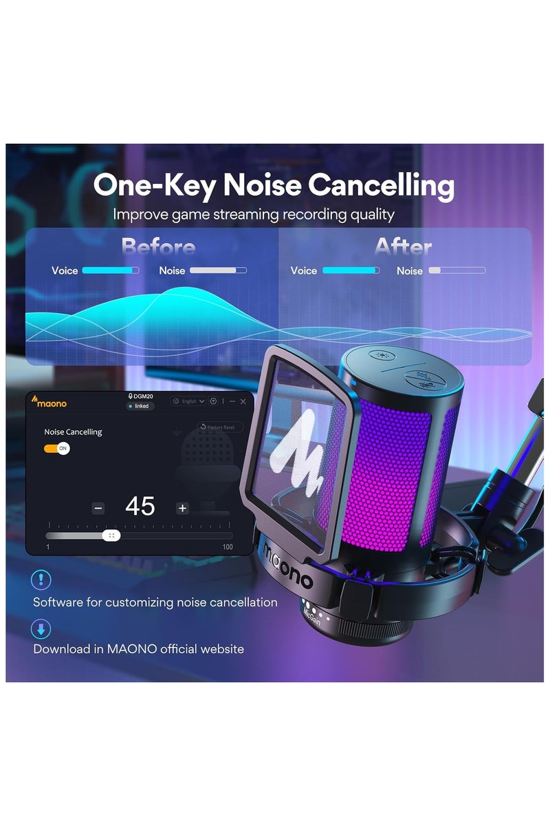 ماونو DGM20S ميكروفون يو إس بي للألعاب مع إضاءة RGB – ميكروفون كوندنسر للتوصيل والتشغيل للبث وتويتش وديسكورد والبودكاست - Image 2