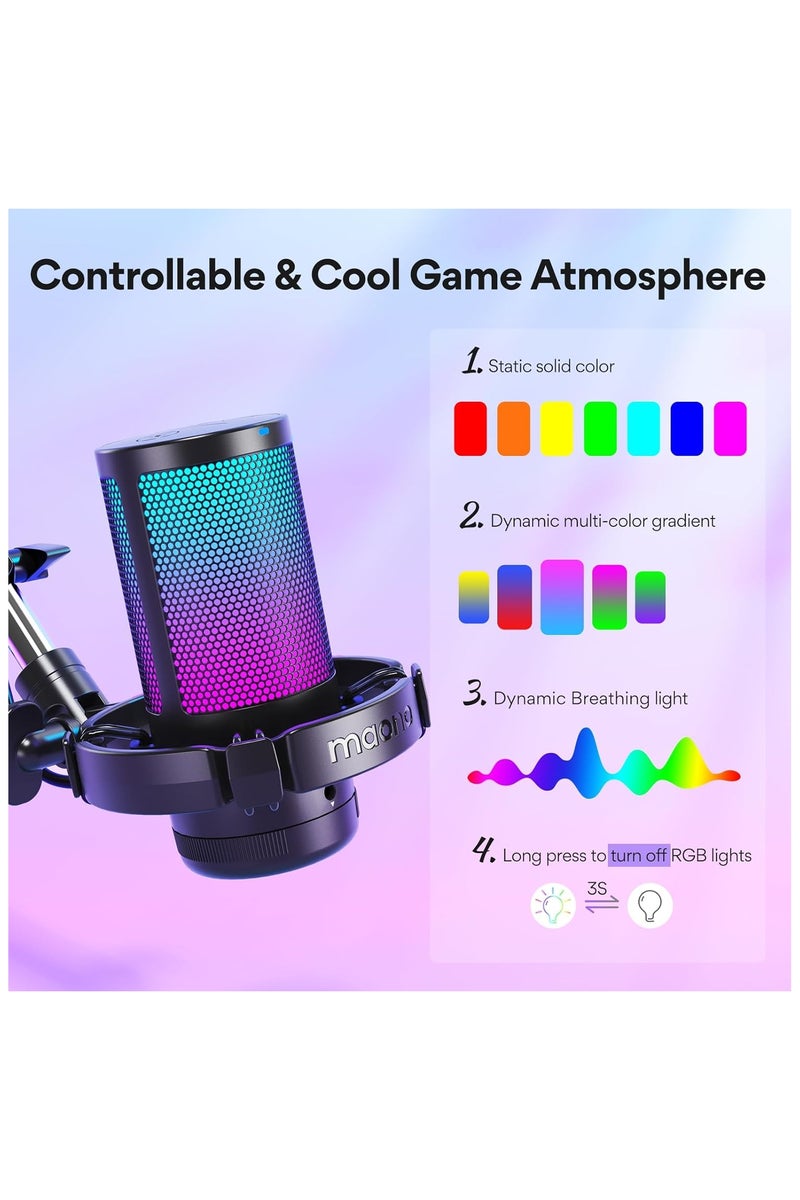 ماونو DGM20S ميكروفون يو إس بي للألعاب مع إضاءة RGB – ميكروفون كوندنسر للتوصيل والتشغيل للبث وتويتش وديسكورد والبودكاست - Image 3