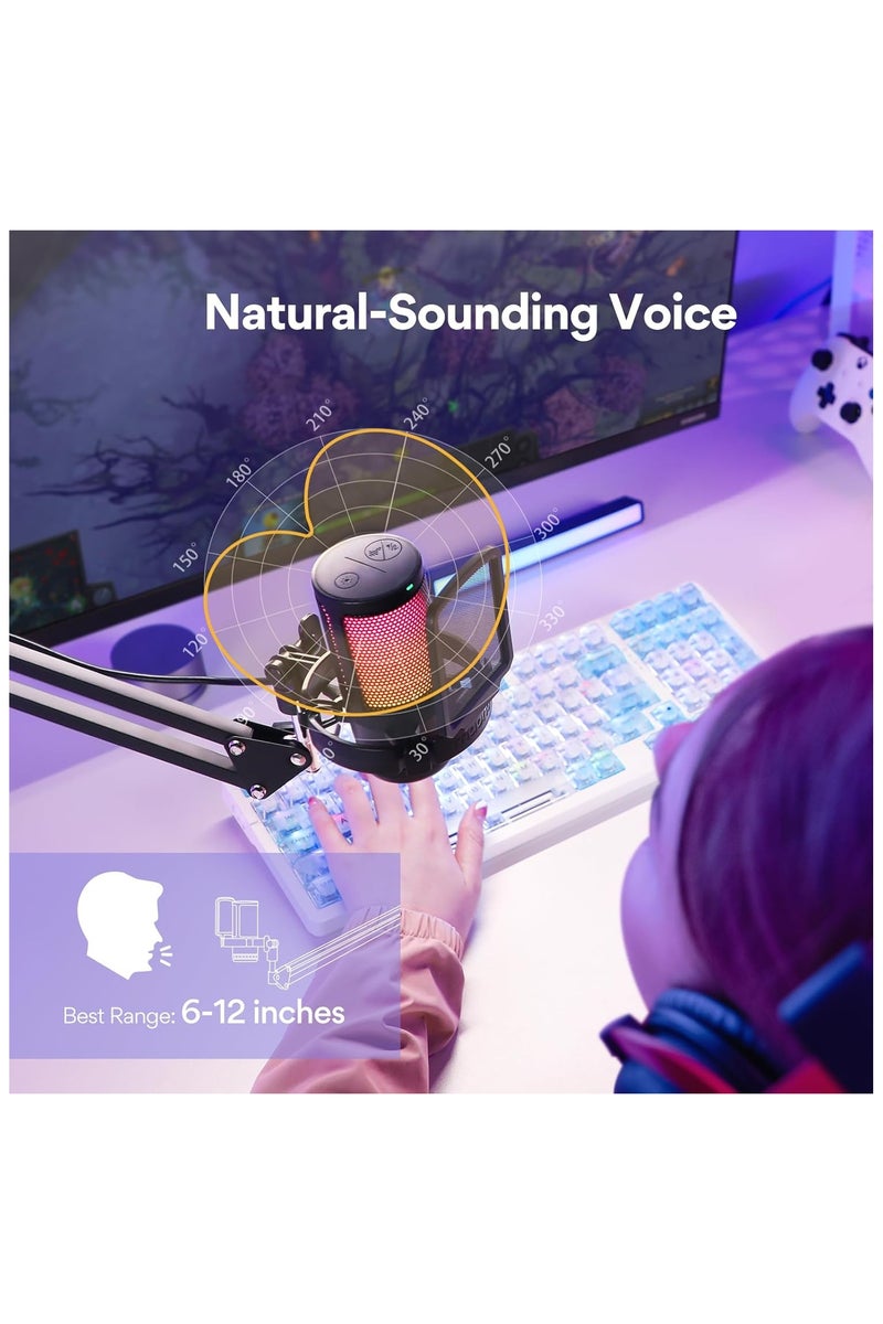 ماونو DGM20S ميكروفون يو إس بي للألعاب مع إضاءة RGB – ميكروفون كوندنسر للتوصيل والتشغيل للبث وتويتش وديسكورد والبودكاست - Image 5