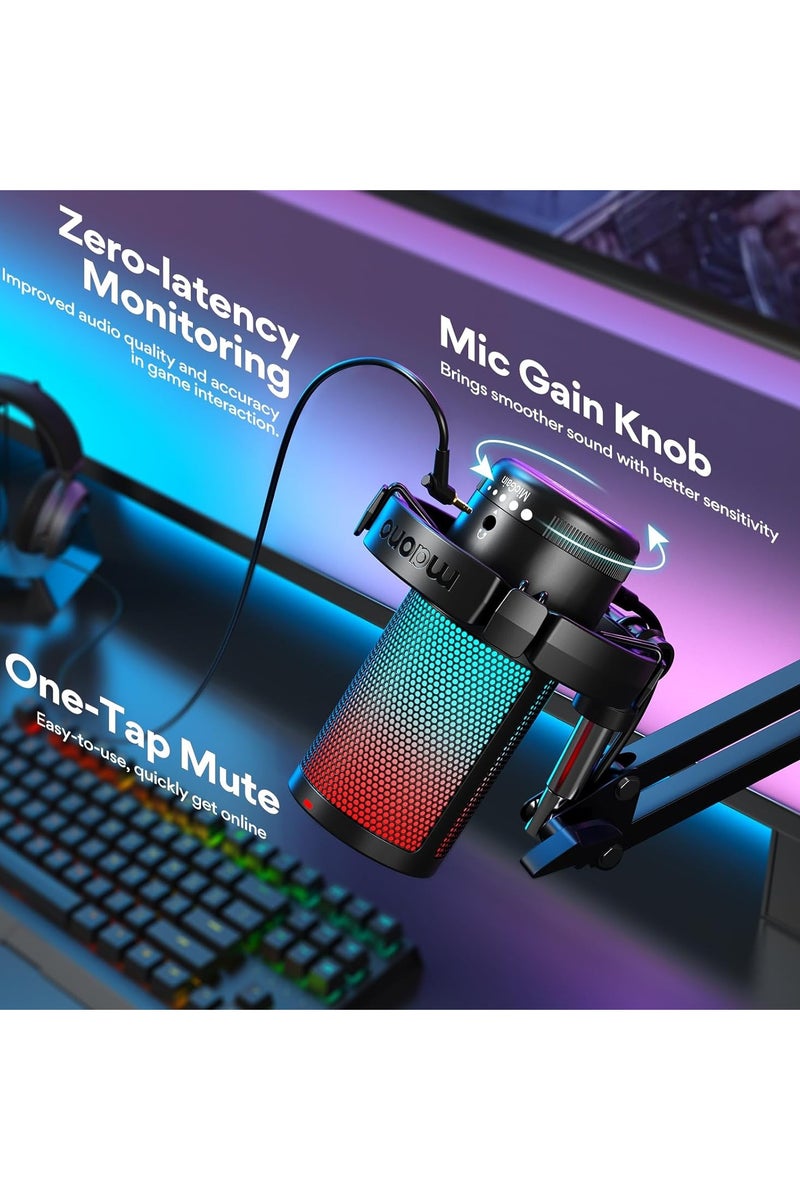 ماونو DGM20S ميكروفون يو إس بي للألعاب مع إضاءة RGB – ميكروفون كوندنسر للتوصيل والتشغيل للبث وتويتش وديسكورد والبودكاست - Image 4