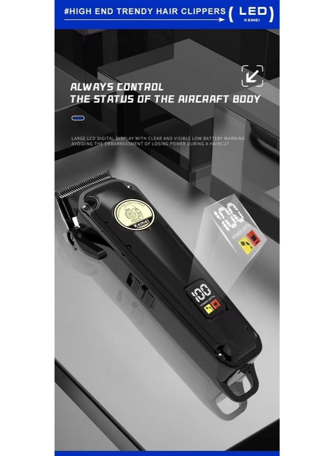 ماكينة الحلاقة الإحترافيه للصالونات KM-2372 بشاشة ليد ملونه و ذراع للتحكم فى الشفره بسرعة 7000RPM - Image 2