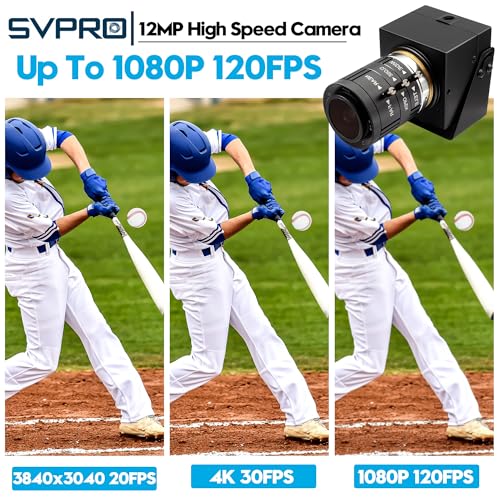 SVPRO USB Camera 1080P 120fps High Speed Camera for Golf Swing Simulator,12MP 4K Webcam with 3X Manual Zoom Lens USB Plug and Play for Computer Laptop Compatible with Windows Linux MacOS Android - Image 3
